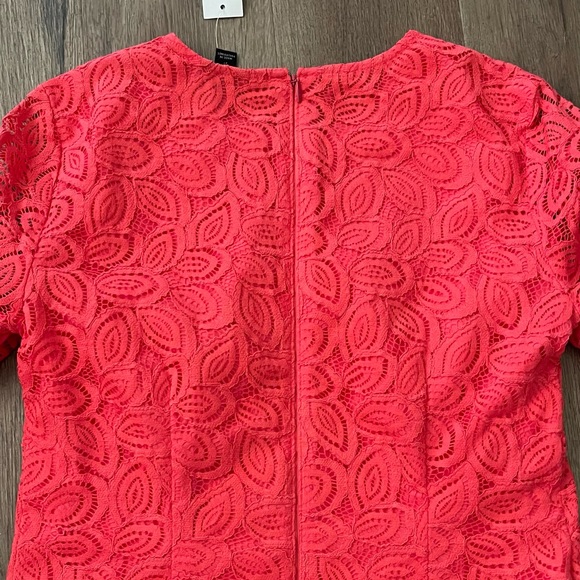 ANN TAYLOR Coral Pink Lace Ruffle Bell Sleeve Dres - Picture 11 of 14